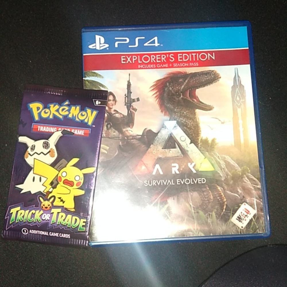 Pokemon trick or treat and ARK survival evolved Explorer's edition bundle.